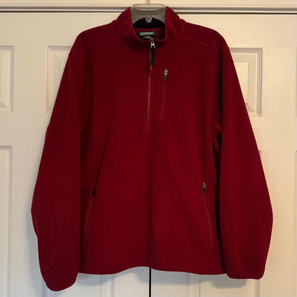 L.L. Bean Quarter Zip Polartec Fleece Red L